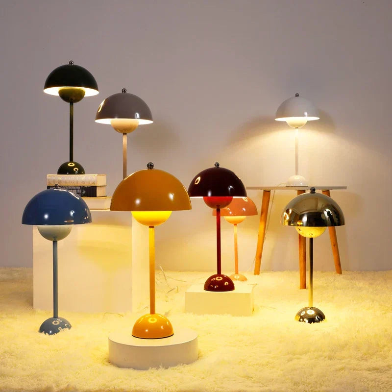 DecorBites™ Iron Mushroom Shape Macaron Table Lamp - Modern Minimalist LED Home Decoration