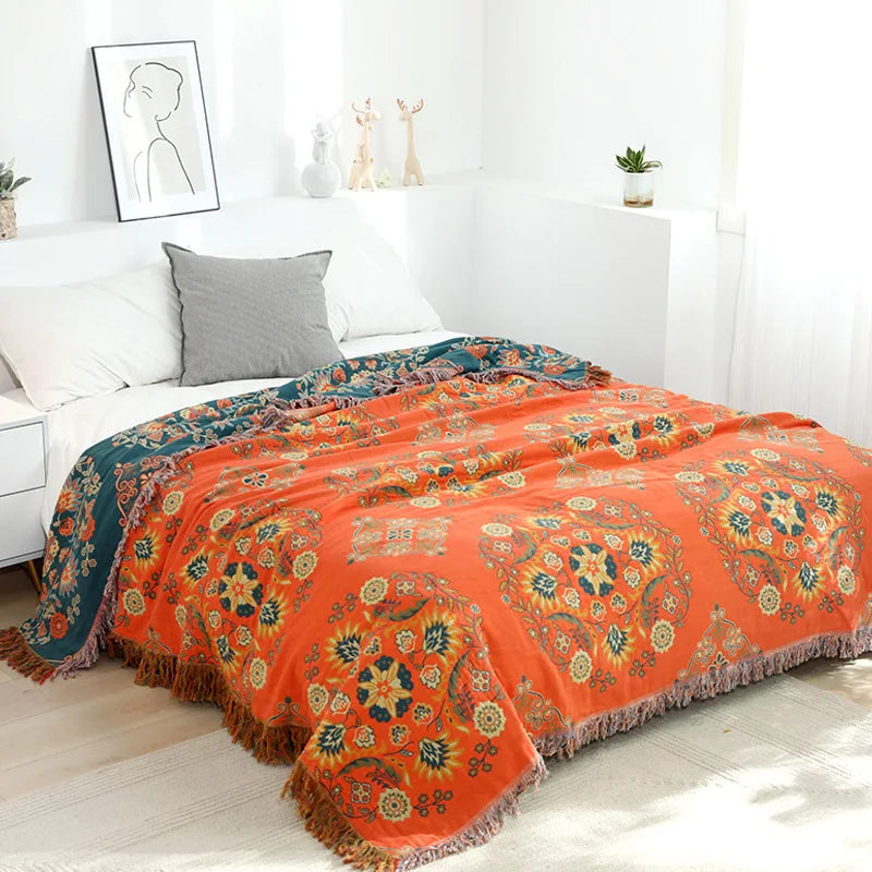 DecorBites™ Gauze Boho Towel Blanket - Soft Cotton Nordic Sofa Cover & Throw