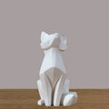 DecorBites™ Geometric Fox Sculpture: Modern White Abstract Desktop Art & Creative Gift