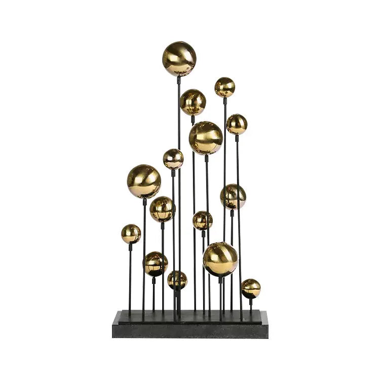 DecorBites™ Geometric Golden Ball Sculpture: Metal Handicrafts Home Decor Ornament