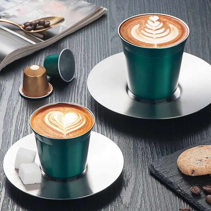DecorBites™ Double Walled Espresso Cups, Insulated Coffee Tumbler, Unbreakable Stainless Steel Cup