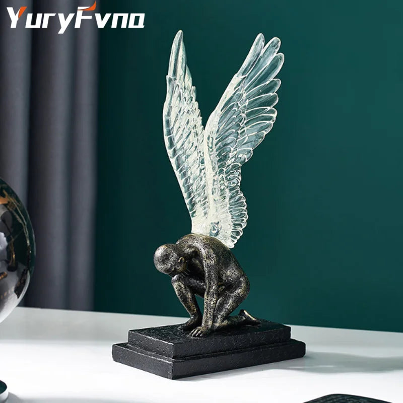 DecorBites™ Abstract Golden Character Resin Statue Modern Home Decor Ornament Scandinavian Style