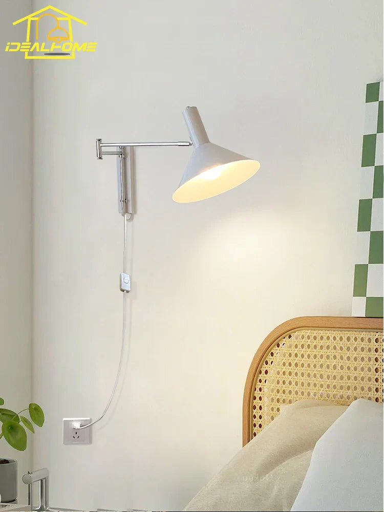 DecorBites™ Cream Wind Wall Lamp LED E27 Swing Arm Telescopic Staircase Bedside Reading