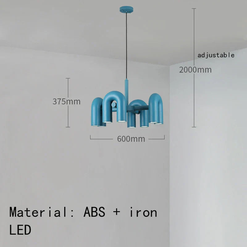 DecorBites™ Art Deco Metal Chandelier in Orange Blue Gray Black for Home and Business
