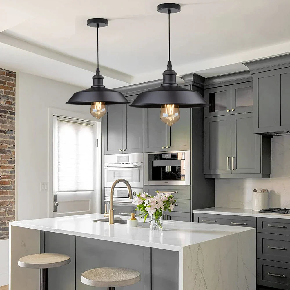 DecorBites™ Black Farmhouse Pendant Light for Kitchen Island Stair Dining Hallway
