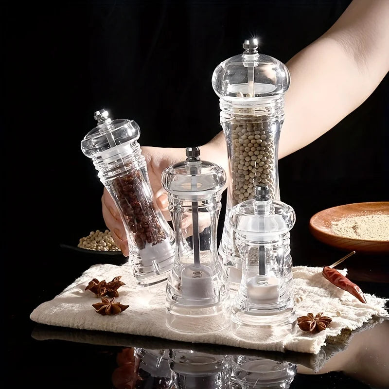 DecorBites™ Acrylic Manual Pepper Grinder | Transparent Salt and Spices Mill Shaker