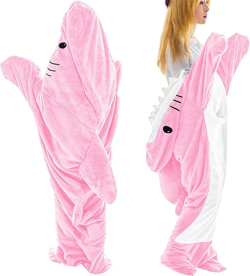 DecorBites™ Cozy Shark Blanket: Soft Flannel, Thicken, Warm Lap Sleeping Bag Pyjamas