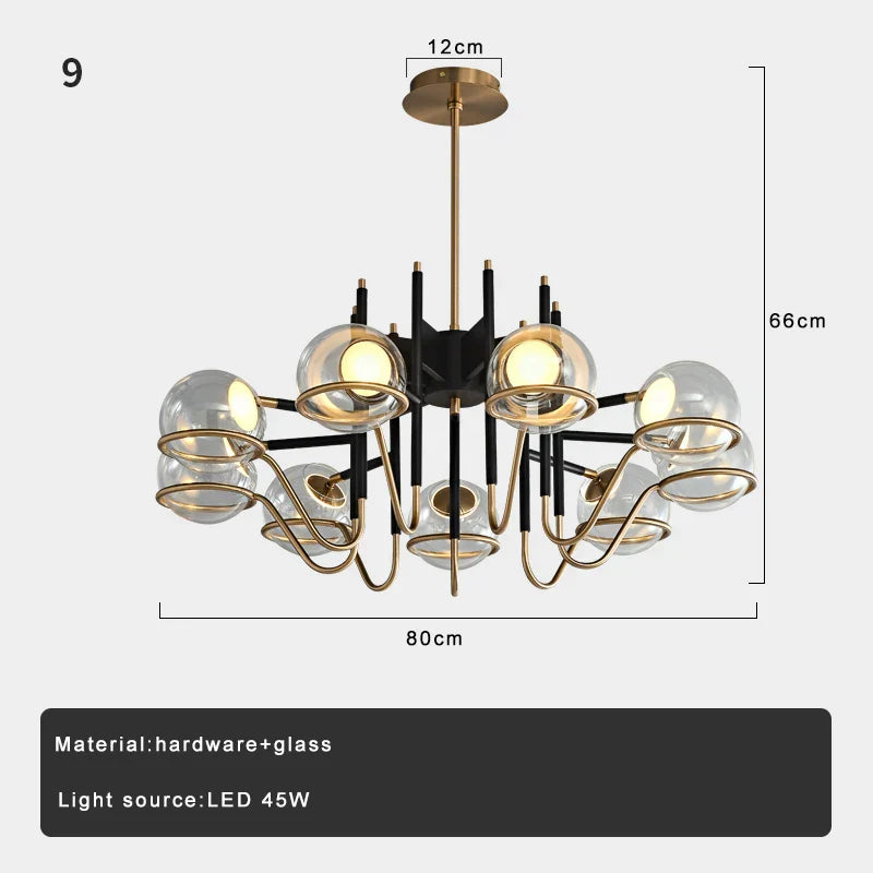 DecorBites™ Gray Glass Ceiling Chandelier Light Luxury Modern Room Decor LightS