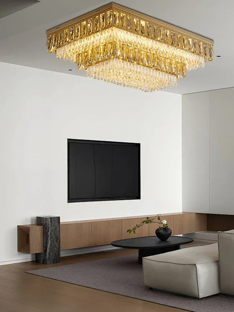 DecorBites™ Crystal Round Ceiling Chandelier for Modern Room Decor, Luxury Lamps - 2025 Lumens