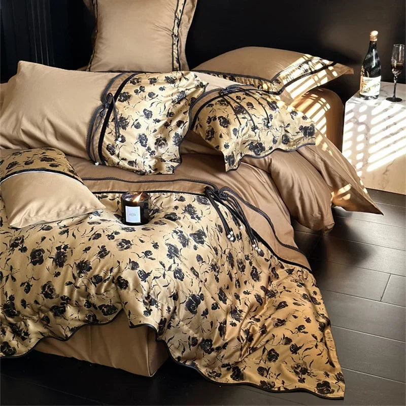 DecorBites™ Cotton Patchwork Bedding Set King Queen Ru Full Size Sheet Duvet Cover Pillowcase Linens