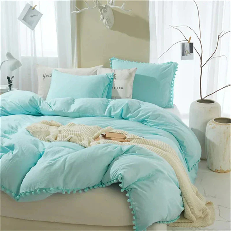 DecorBites™ Furball Tassel Duvet Cover Set - Luxury Bedding - King Queen Twin Full Sizes