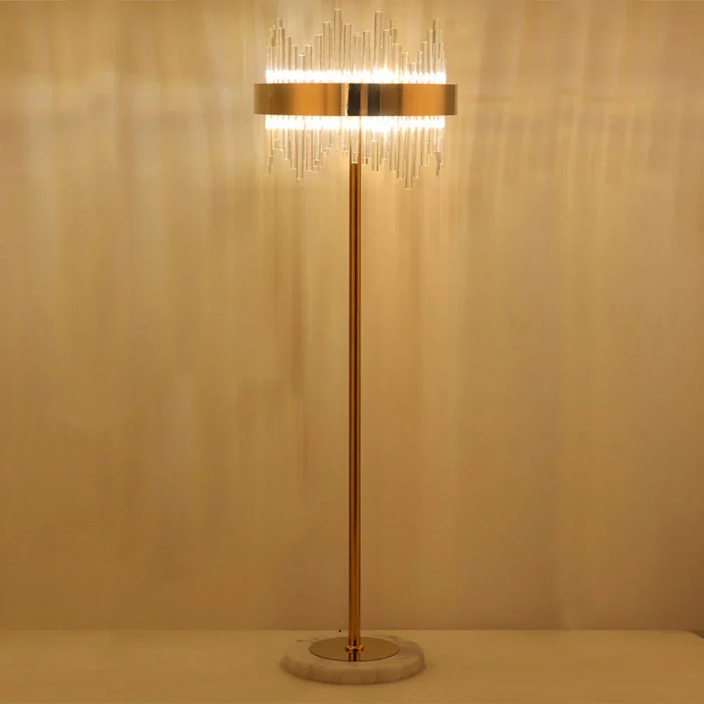DecorBites™ Crystal Gold Floor Lamp for Bedroom & Living Room - Modern Luxury LED Light