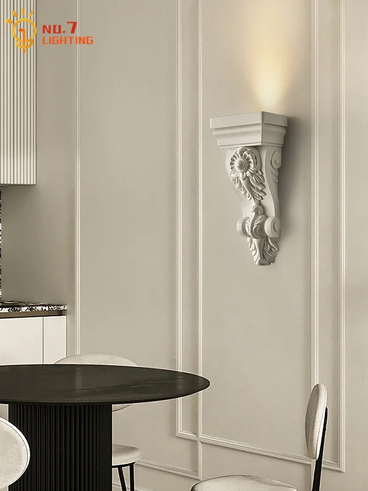 DecorBites™ Cream Resin Wall Lamp LED E27 for Classical Living Spaces
