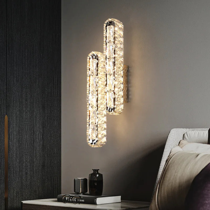 DecorBites™ Crystal LED Wall Lamp Silver Sconces | Modern Nordic Design for Bedroom and Dining Room