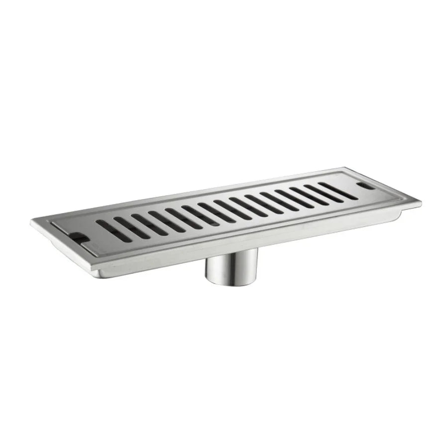 DecorBites™ Black 304 Stainless Steel Strip Floor Drain for Toilet, Shower, Large Overflow