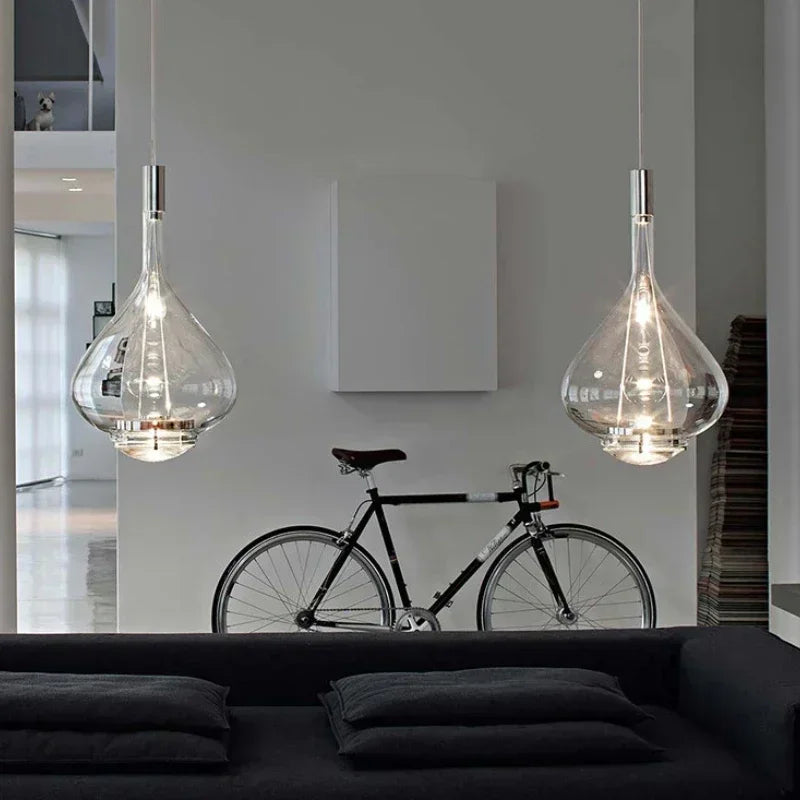 Modern amber & clear led glass pendant lamp kitchen lighting