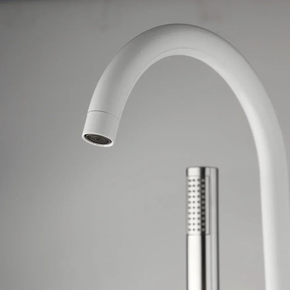 DecorBites™ Dual Handle Bathtub Faucet Set with Hand Shower, Floor Mounted Hot Cold Mixer