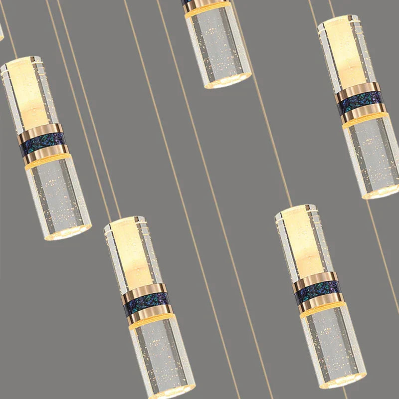 DecorBites™ Crystal Columnar Chandelier for Stairway, Bubble Design for Home, Restaurant, or Bar