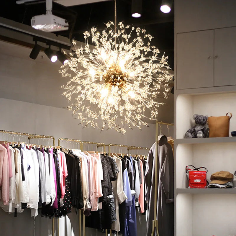 DecorBites™ Dandelion Art Crystal Chandelier: Nordic Modern Luxury for Living Room & Restaurant