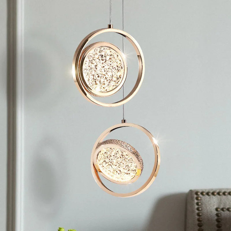 DecorBites™ Crystal Ring Pendant Light - Rotatable Luxury Chandelier for Bedroom Decor