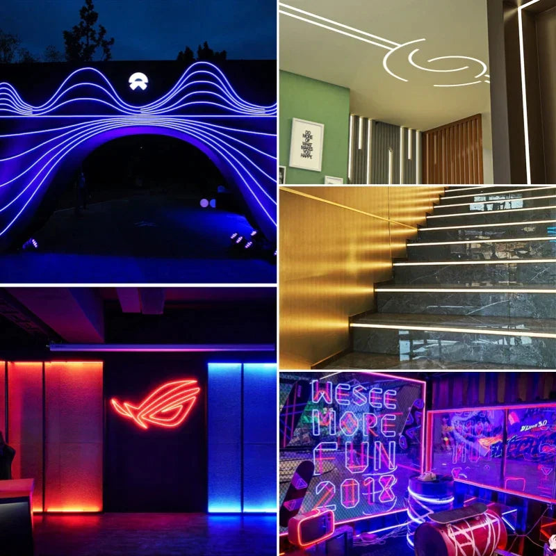 DecorBites™ Black Silicone Tube LED Neon Light for Outdoor Flexible Strip Lights