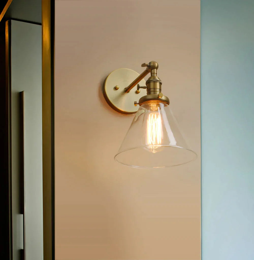 DecorBites™ Funnel Glass Wall Lamp E27 Sconce Modern Bedroom Light Fixtures
