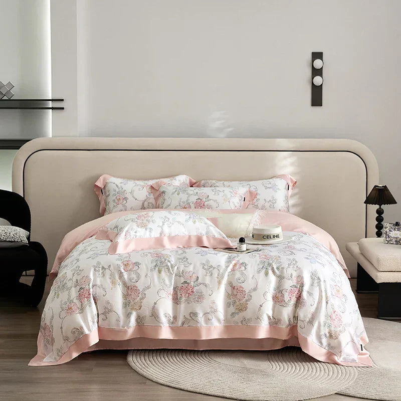 DecorBites™ Eucalyptus Fiber Bedding Set: Duvet Cover, Bed Sheet, Fitted Sheet, Pillowcases