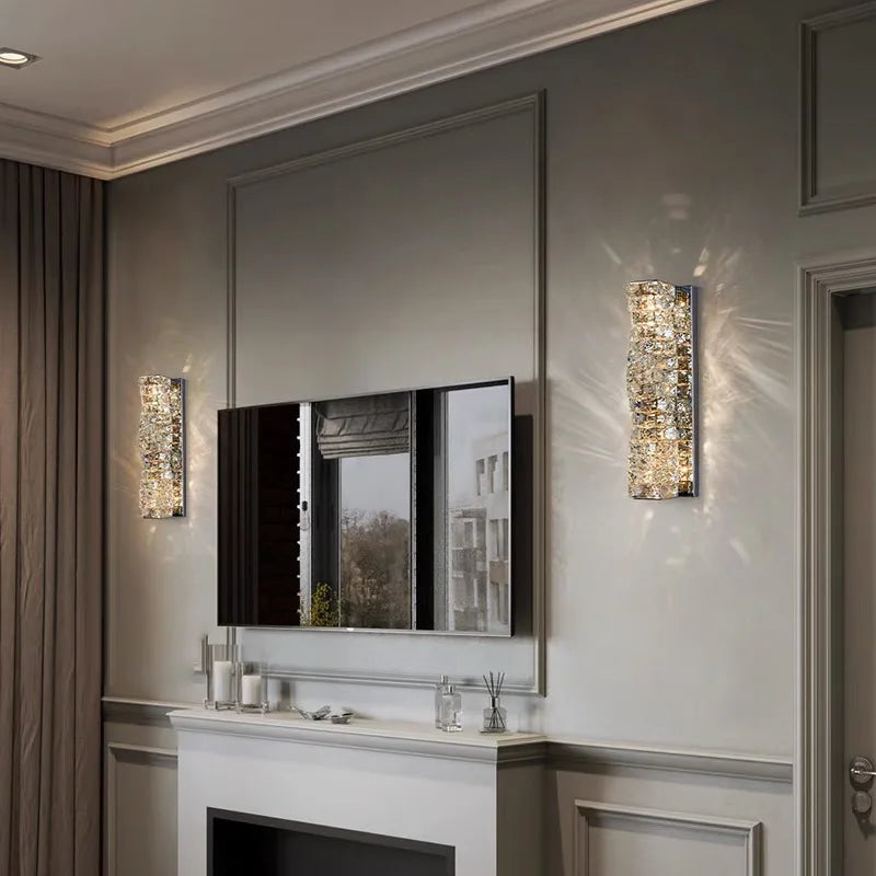 DecorBites™ Crystal Wall Sconce: Elegant Bedroom & Living Room LED Wall Lamp