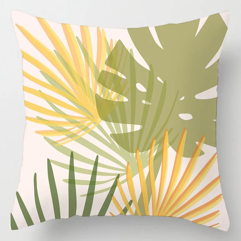 DecorBites™ Geometric Leaves Print Cushion Cover for Home Decor and Comfort
