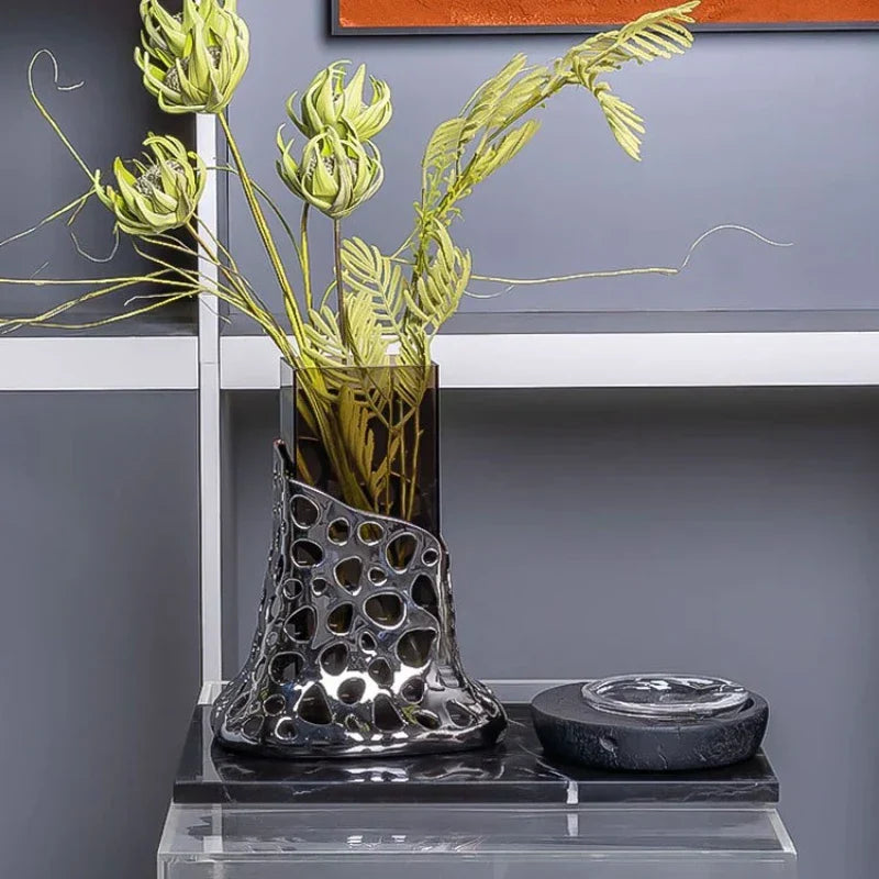DecorBites™ Geometric Acrylic Glass Vase Droplet Flower Arrangement Terrarium Pot