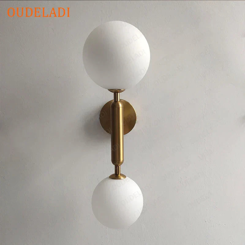 DecorBites™ Golden LED Wall Sconce with Milky Glass Ball, 2 G4 Bulbs