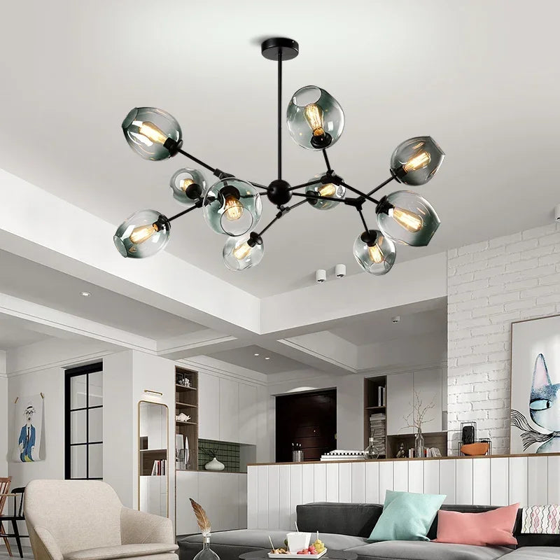 DecorBites™ Glass LED Chandelier Pendant Light for Home Ceiling Dining Room Suspension