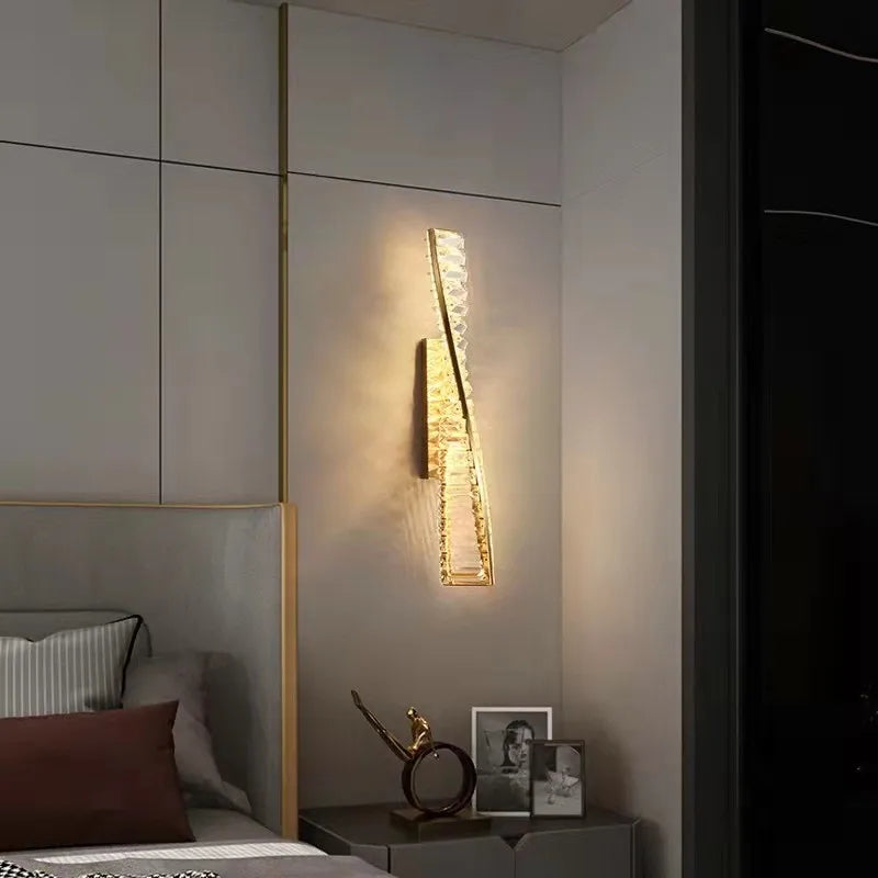 DecorBites™ Dimmable Crystal Wall Sconce | Luxury Gold Steel Light Fixture