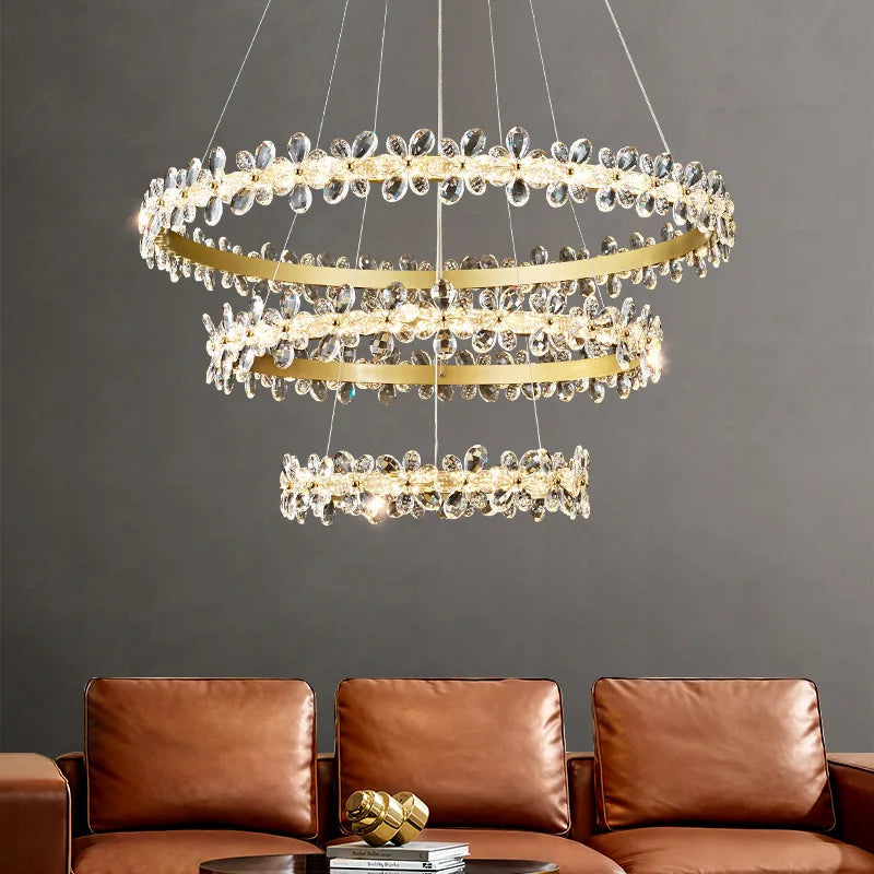 DecorBites™ Crystal LED Chandelier for Luxury Lighting in Living Kitchen Room