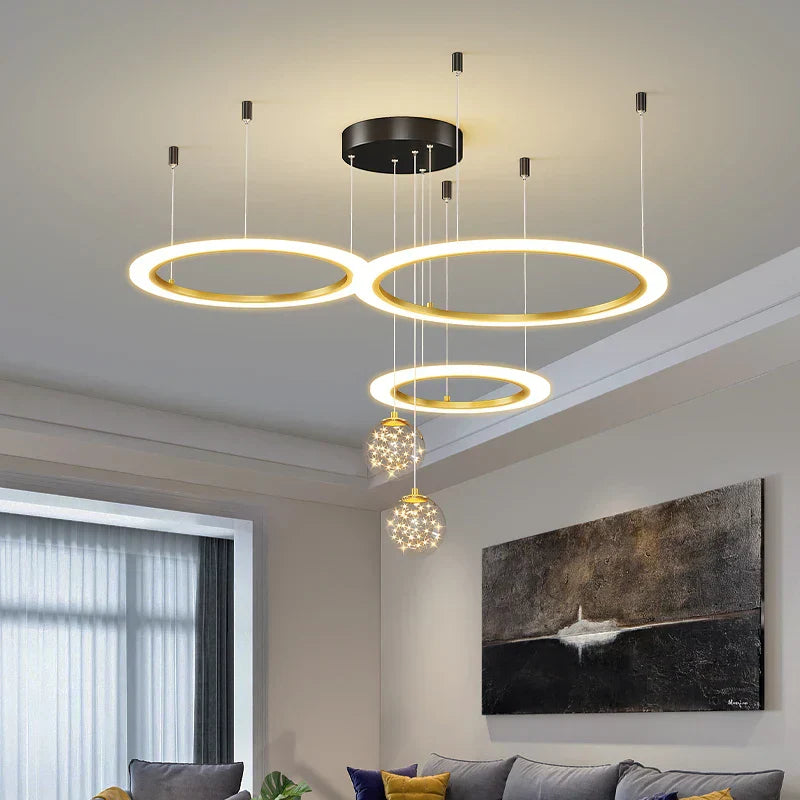 DecorBites™ Circle Ring Pendant Chandelier for Living Room Bedroom Restaurant Ceiling Lighting