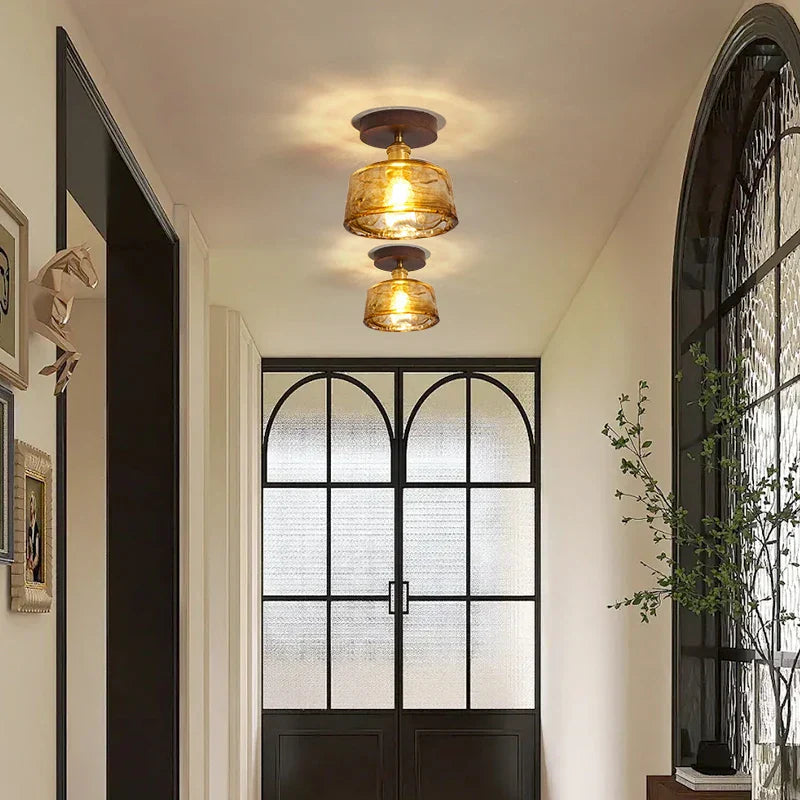DecorBites™ Copper Wood LED Ceiling Lamp Modern Indoor Lighting Fixtures