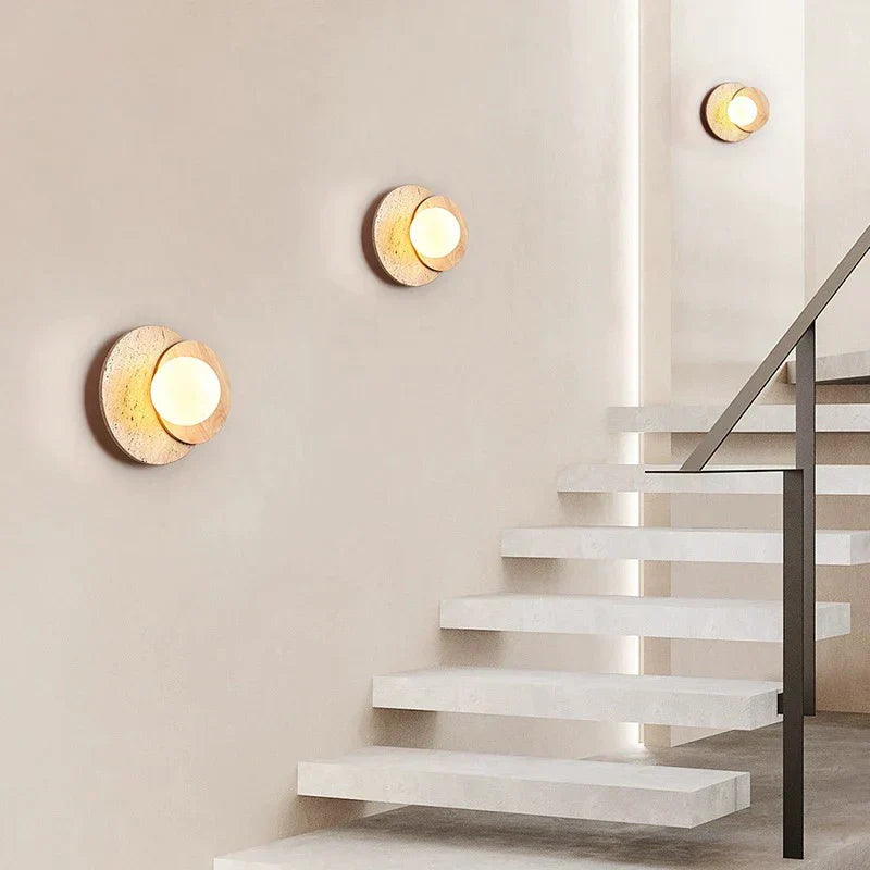 DecorBites™ Cream Style LED Wall Lamp for Bedroom, Soft Light Wood Stone Design