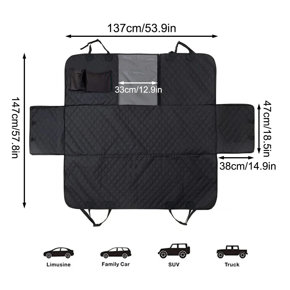 1PC Winter Dog Seat Cover for Back Seat, Waterproof with Mesh Window, Scratch Prevent Anti-slip Dog Car Hammock, Standard