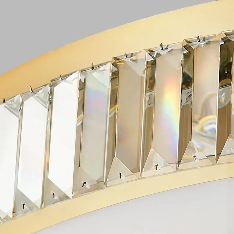 DecorBites™ Gold Crystal Ceiling Lamp Double Layer Modern Chandelier Led Glossy Bedroom Decor