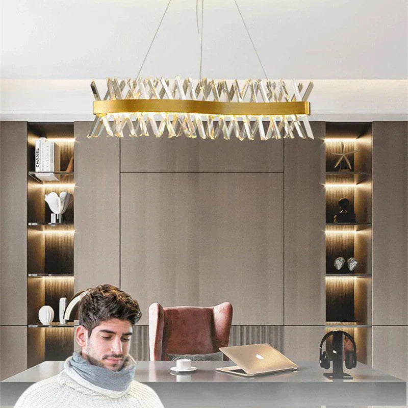 DecorBites™ Gold Metal S Shape Lustre LED Pendant Lamp for Luxe Living & Dining Spaces