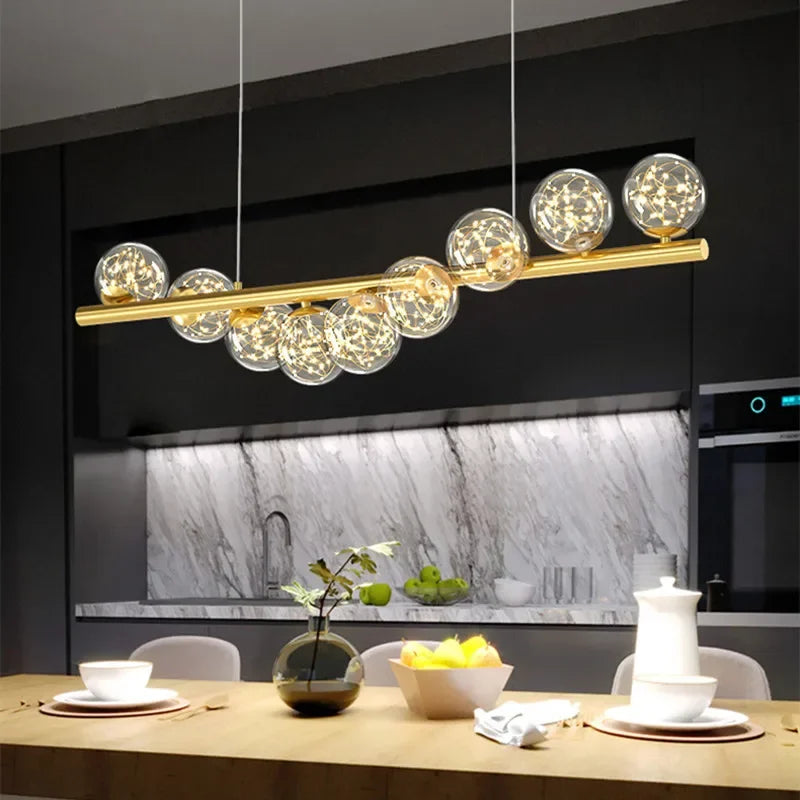 DecorBites™ Glass Ball G9 LED Chandelier for Dining Room, Kitchen, Office & Front Desk