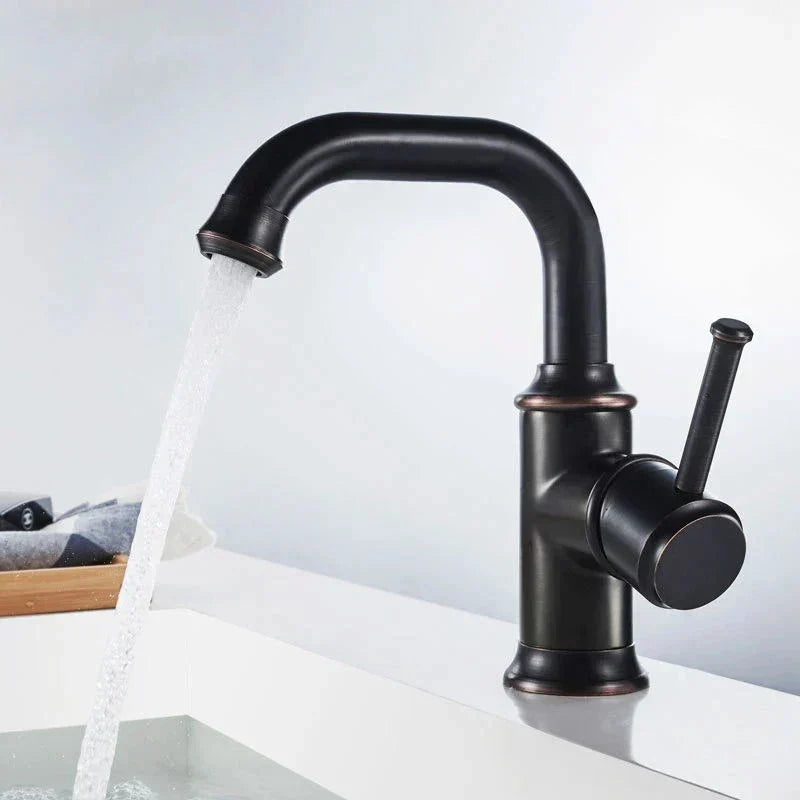 DecorBites™ Black Antique Brass Basin Faucet | Hot Cold Mixer Oil Rubbed Bathroom Sink Tap