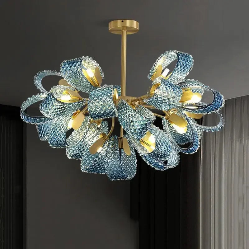 DecorBites™ Luxe Copper Leaf LED Ceiling Chandelier for Home, Bedroom, and Dining Room