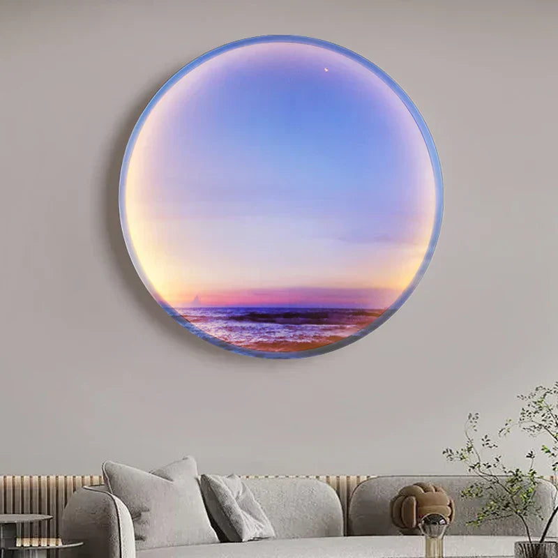 DecorBites™ Circular Ring Sky Blue White Cloud Wall Lamp for Living Room Baby Bedroom
