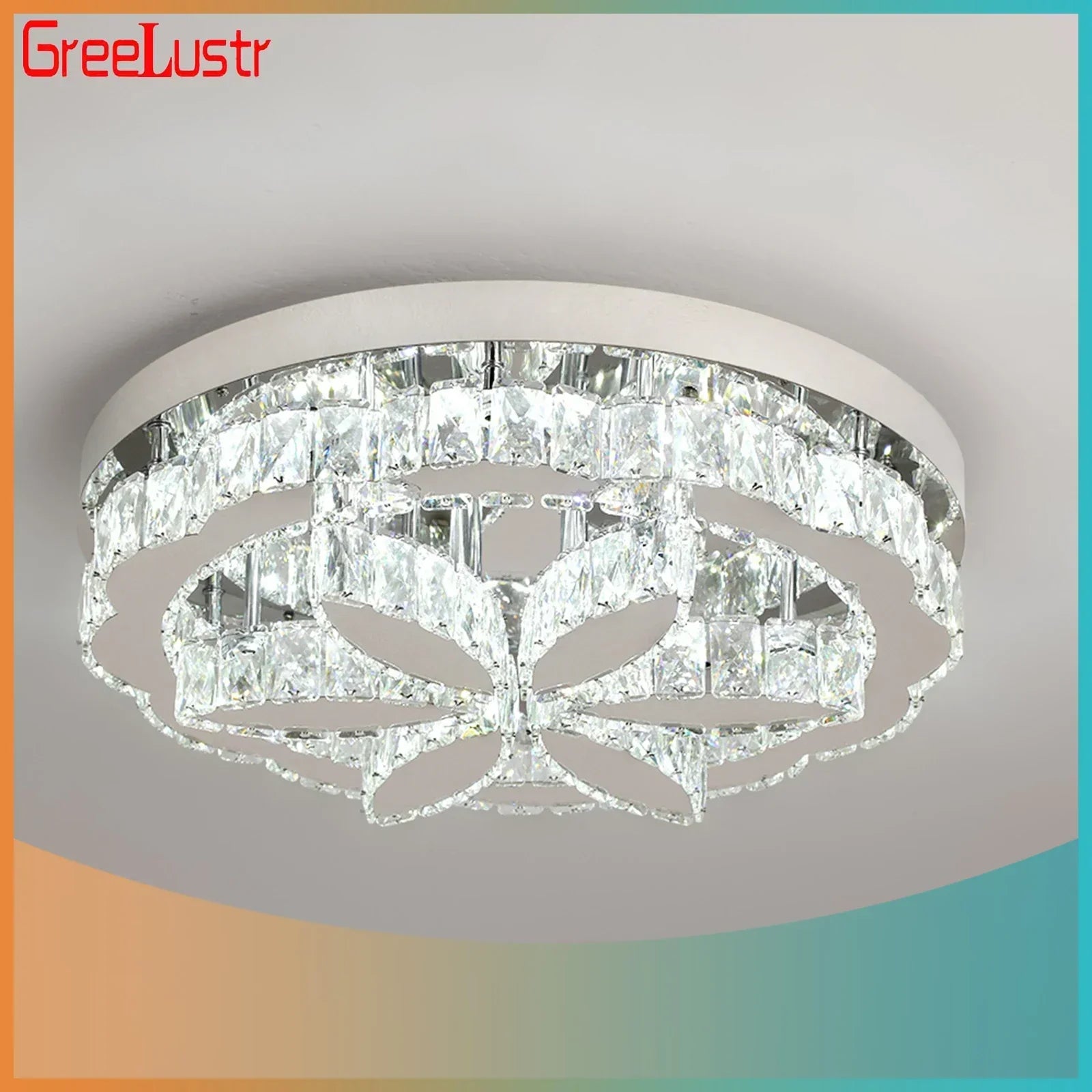 DecorBites™ Crystal Ceiling Chandelier: Modern LED Light with RC Dimming for Luxe Home Decor