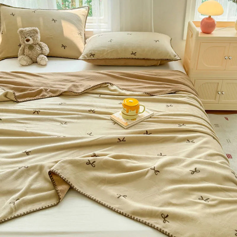 DecorBites™ Cozy Coral Fleece Blanket: Perfect for Dorm, Home, or Sofa