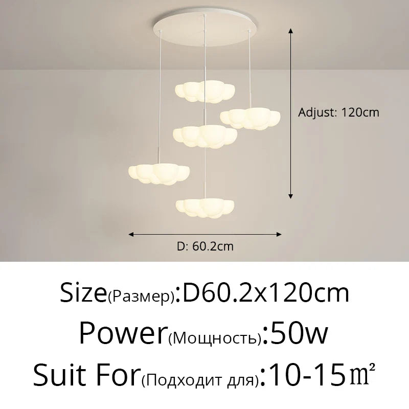 DecorBites™ Cloud White Floating Pendant Chandelier for Dining Room, Kitchen Island, Indoor Lighting