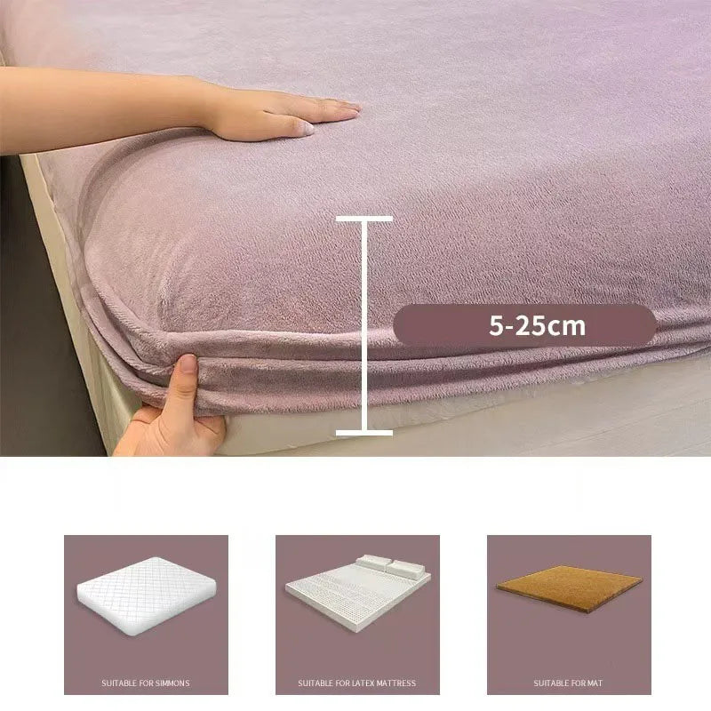 DecorBites™ Cozy Milk Velvet Fitted Sheet for Autumn & Winter Mattress Topper