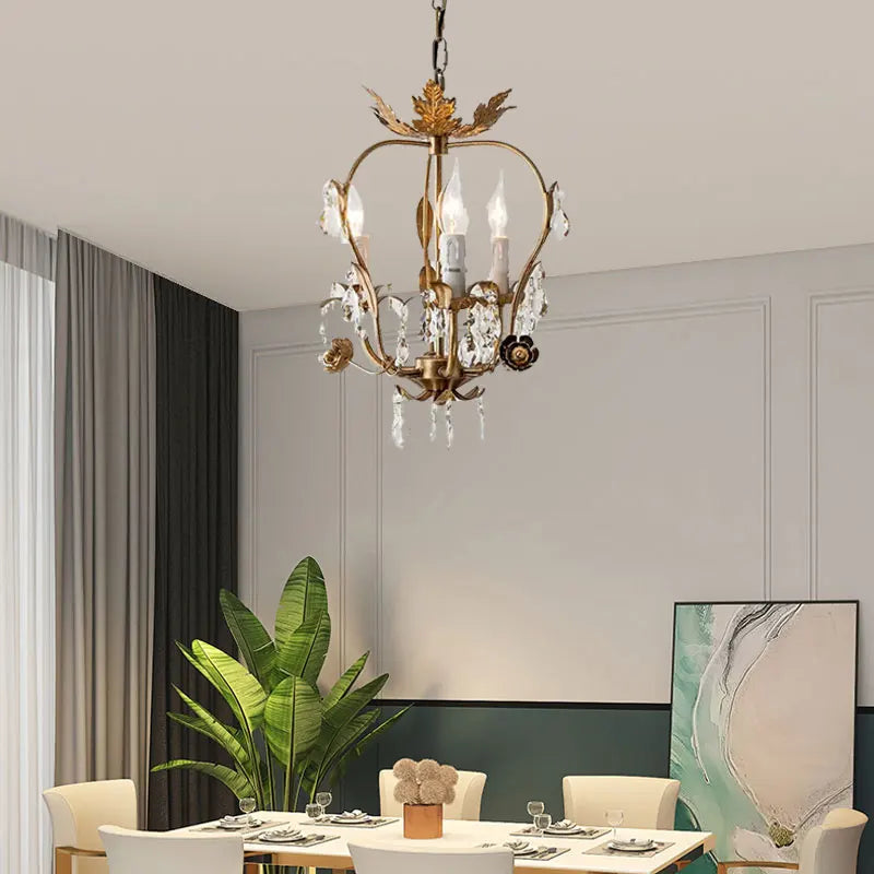 DecorBites™ Iron Crystal Chandelier for Corridor Bedroom Restaurant Bar Hanging Lamps