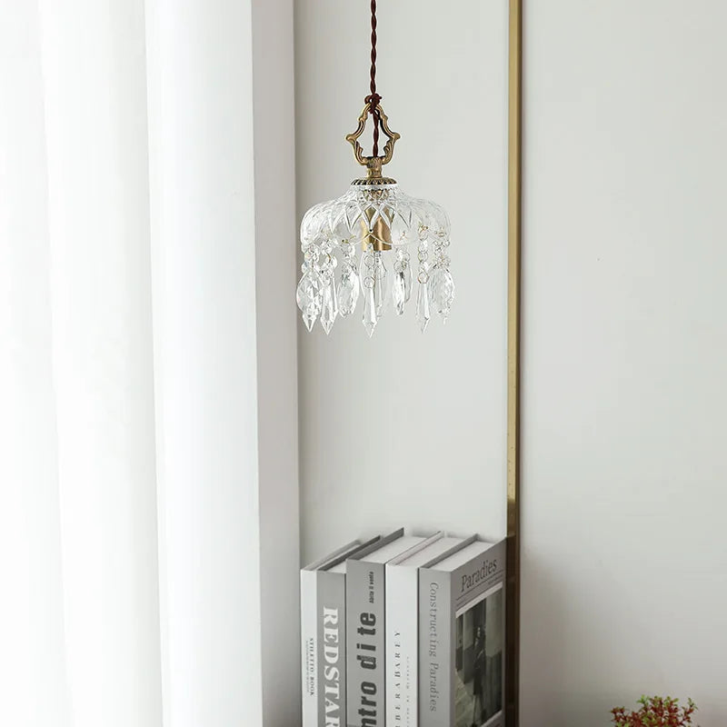 DecorBites™ Crystal Glass LED Copper Pendant Lights for Bedroom Living Dining Room